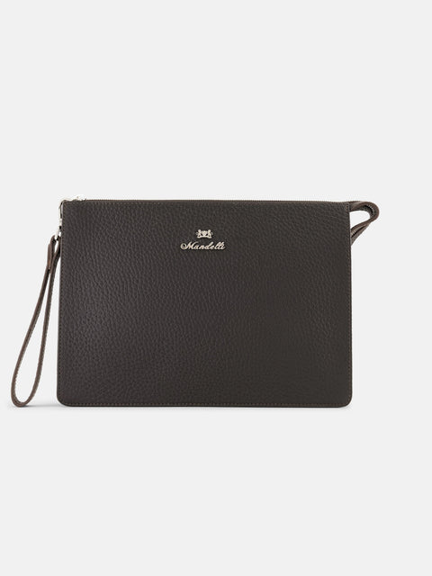 Mandelli Calf Leather Pochette — Dark Brown