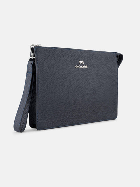 Mandelli Calf Leather Pochette — Navy, view 2