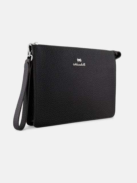 Mandelli Calf Leather Pochette — Black, view 2