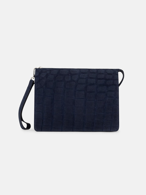 0CHAND Croco Clutch - Navy