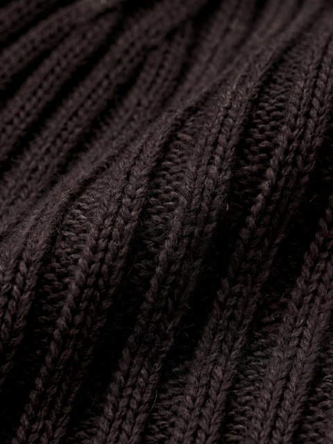 Pure Cashmere Ribbed Beanie- Dark Brown