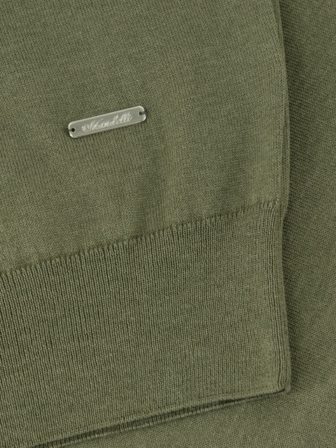 Zip Polo Cotton-Silk-Verde