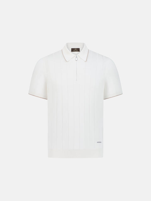 Linea Zip Polo Silk Polo – White