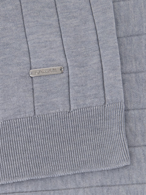 Linea Zip Silk Polo – Medium Grey