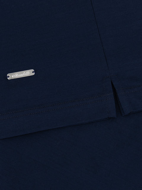 Knitted Cotton Polo with Buttons-Blue