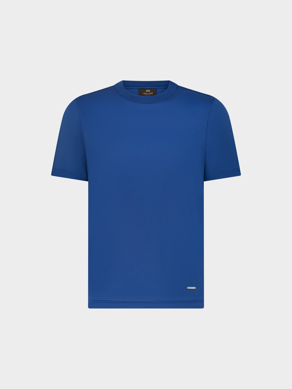 Cotton Knitted T-Shirt in Blu Mediterraneo