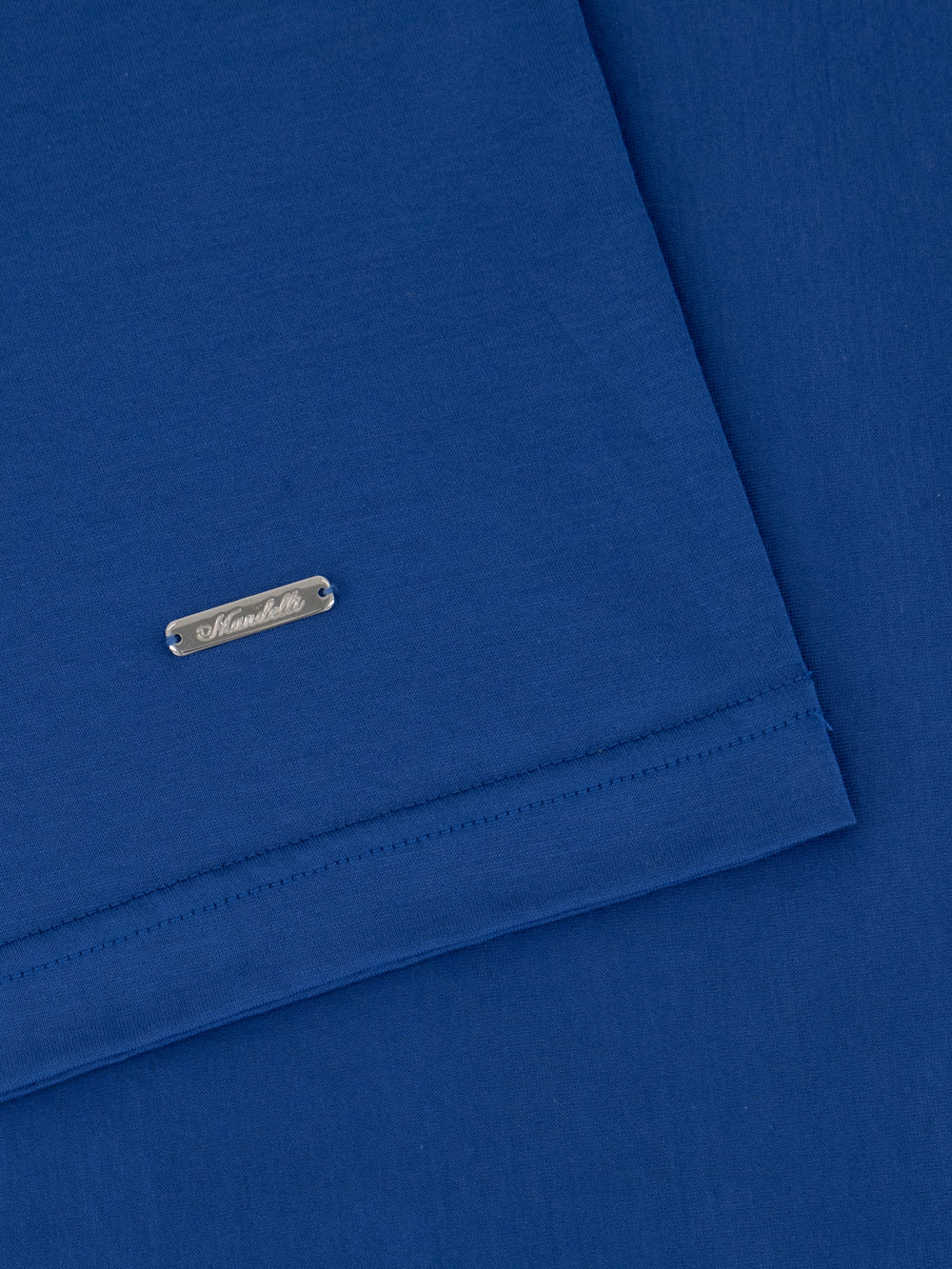 Cotton Knitted T-Shirt in Blu Mediterraneo