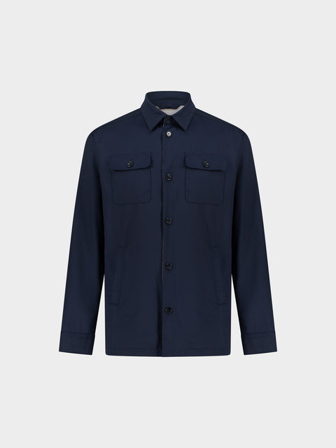 100% Wool Overshirt in Blu Notte