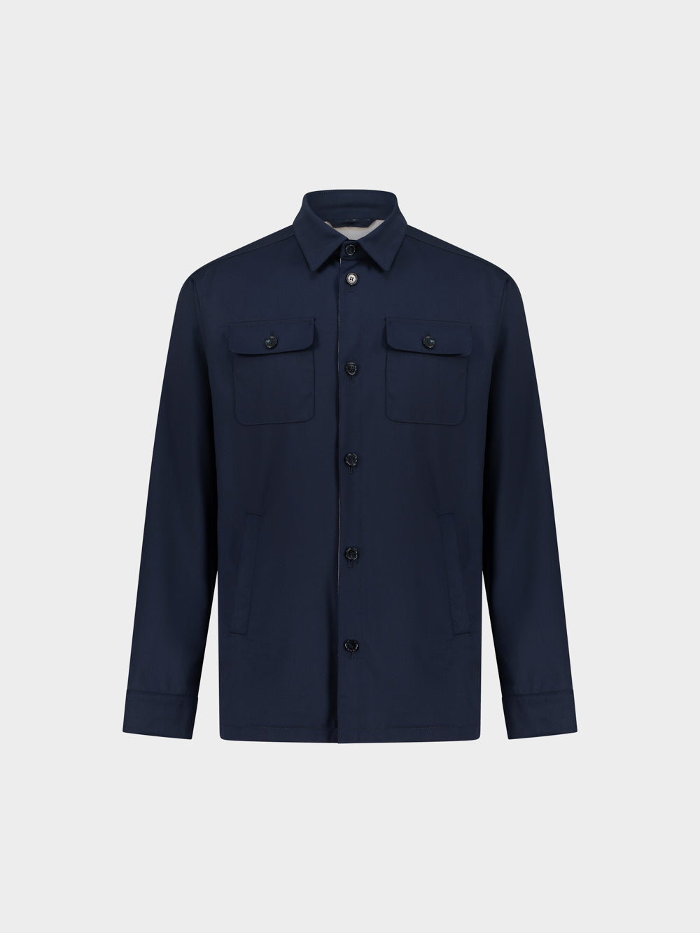 100% Wool Overshirt in Blu Notte