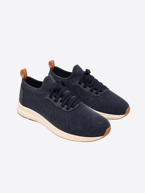 Cotton Blend Knit Sneakers – Avio Blue