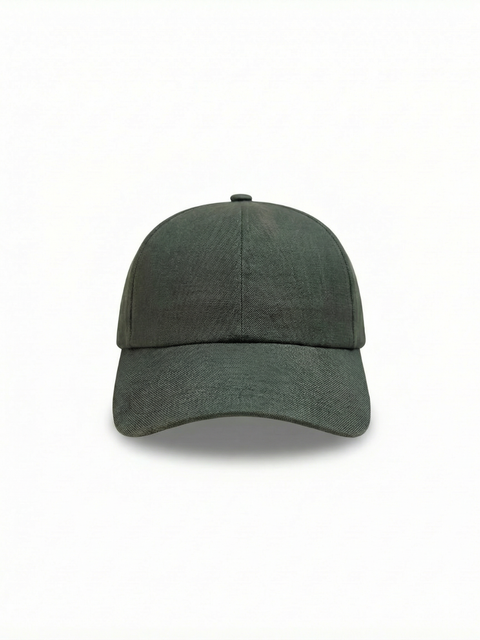 Virgin Wool, Silk & Linen Cap- Military Green