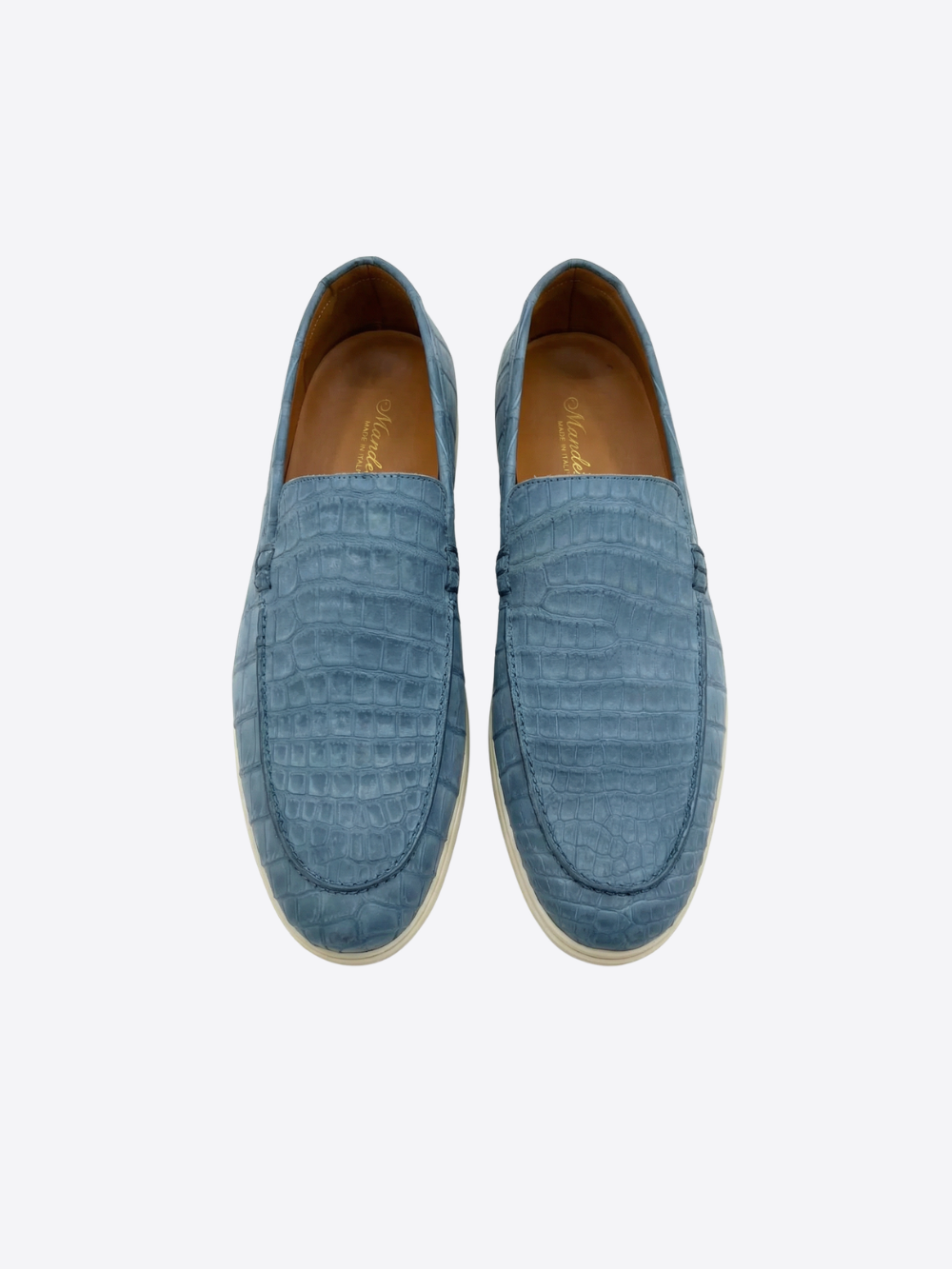 Crocodile Nubuck Leather Loafers – Light Blue