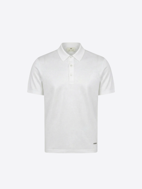 Pure Cotton Knitted Polo with Buttons – White