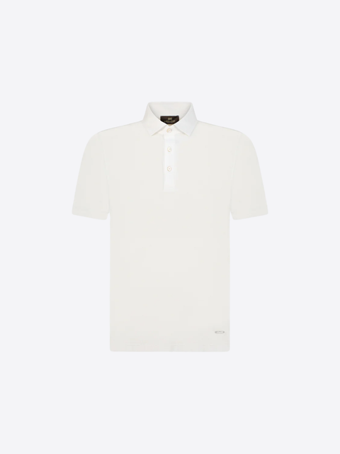 Knitted Cotton Polo with Buttons - White