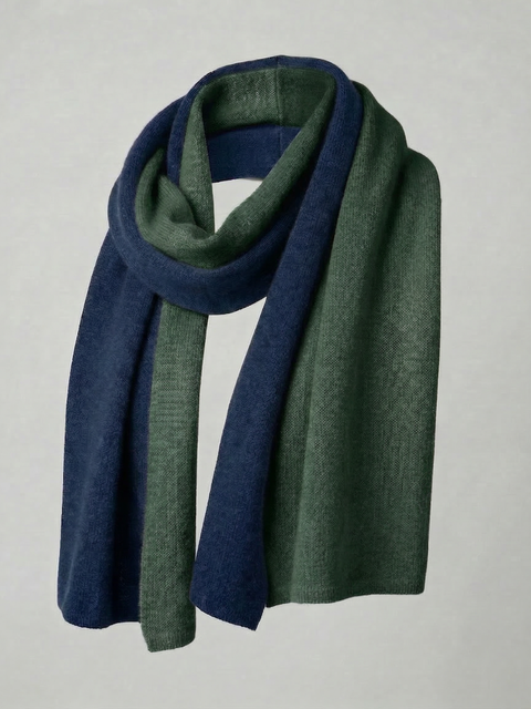 Pure Cashmere Reversible Scarf – Military Green