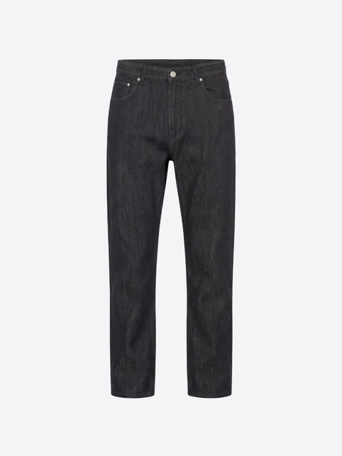 Stretch Cotton Denim Trousers- Black