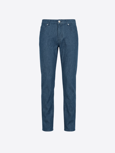 Stretch Cotton Denim Trousers – Blue