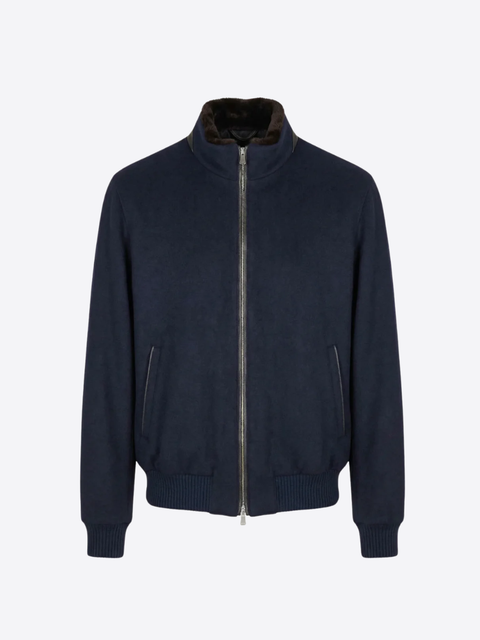 Cashmere Blouson with Mink Lining – Navy