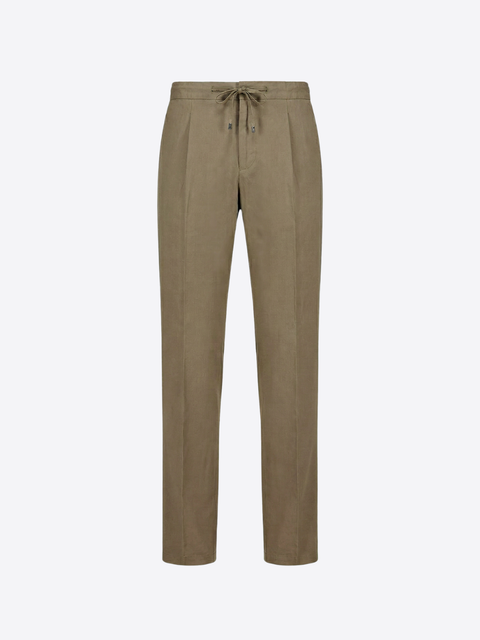 Linen & Cotton Drawstring Trousers in Mink