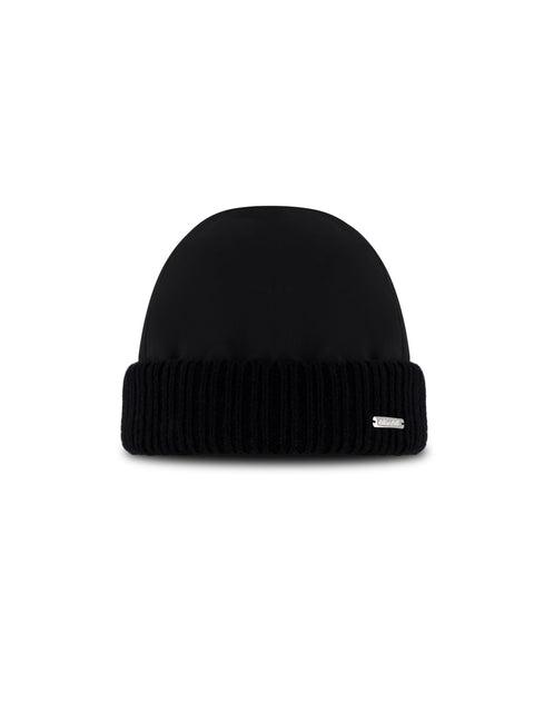 Technical Fabric Cap with Knit Trim – Black
