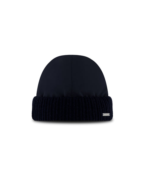 Technical Fabric Cap with Knit Trim – Navy Blue
