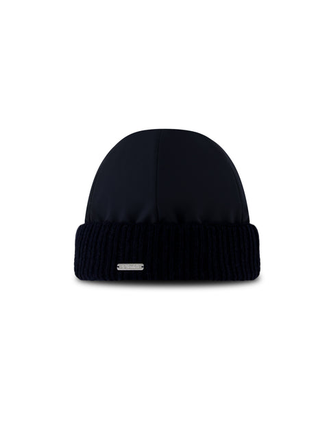 Technical Fabric Cap with Knit Trim – Navy Blue