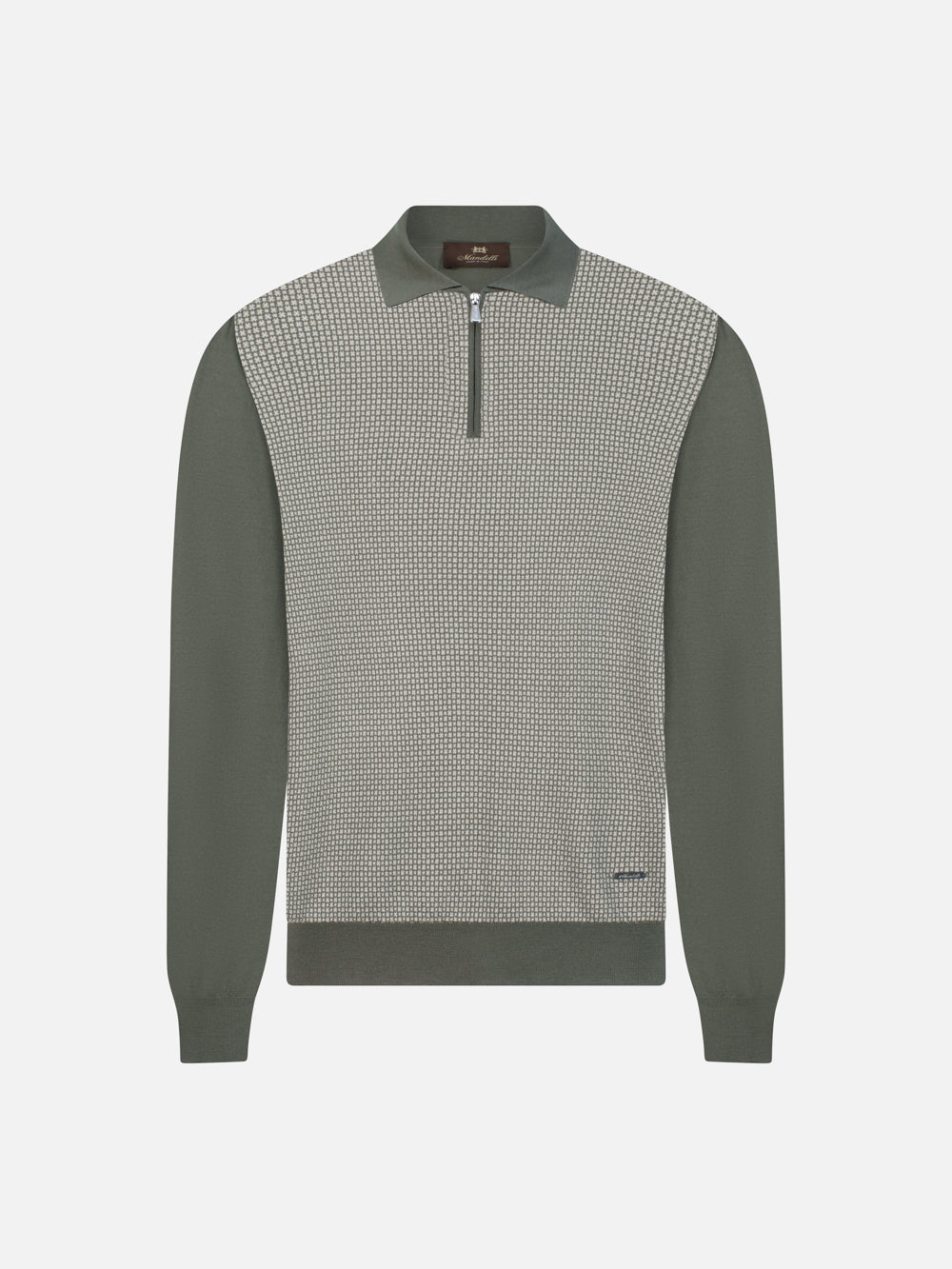 Virgin Wool Zip Polo - Verde