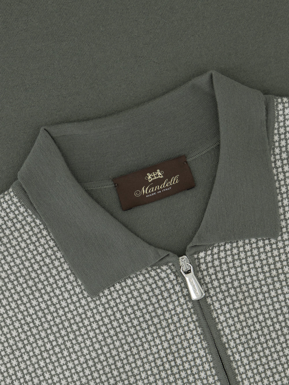 Virgin Wool Zip Polo - Verde