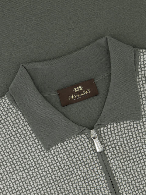 Virgin Wool Zip Polo - Verde