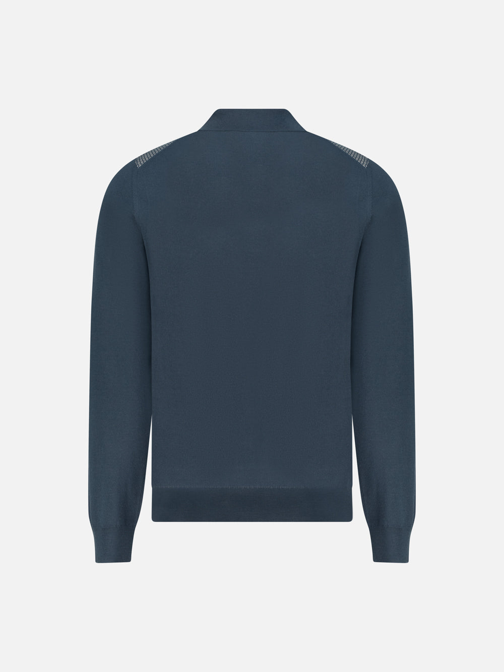 Virgin Wool Zip Polo - Blu Mare