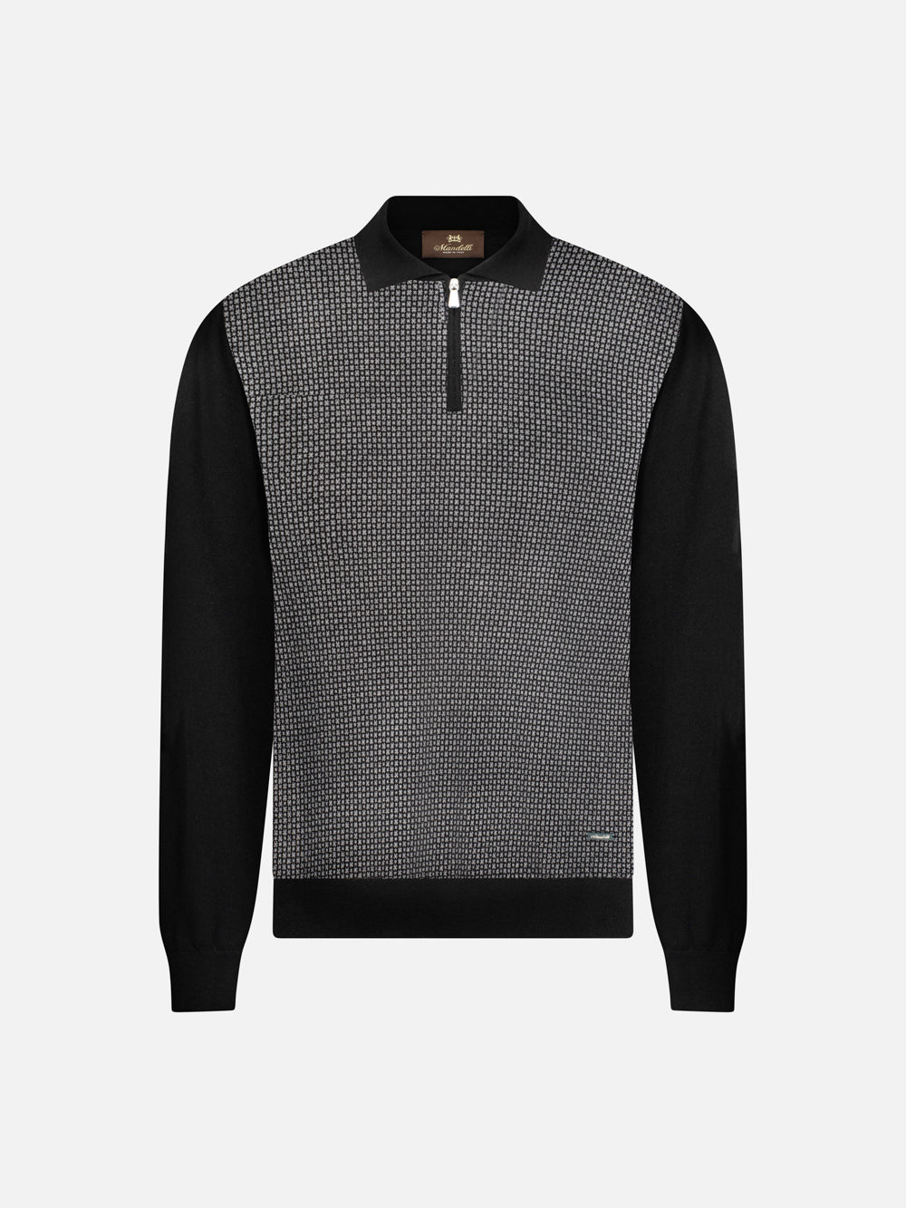 Virgin Wool Zip Polo - Nero