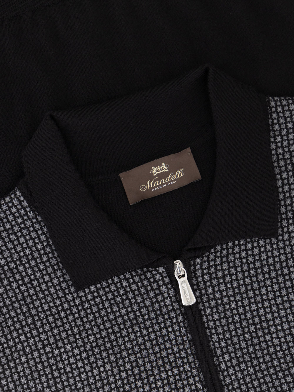 Virgin Wool Zip Polo - Nero