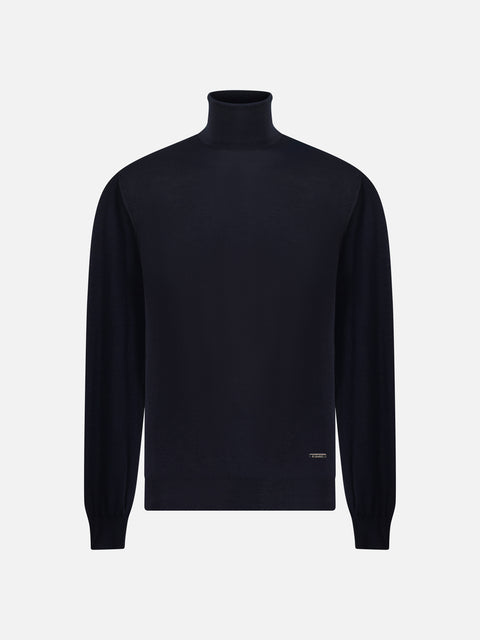 Turtleneck Sweater in Pure Wool – Navy blue