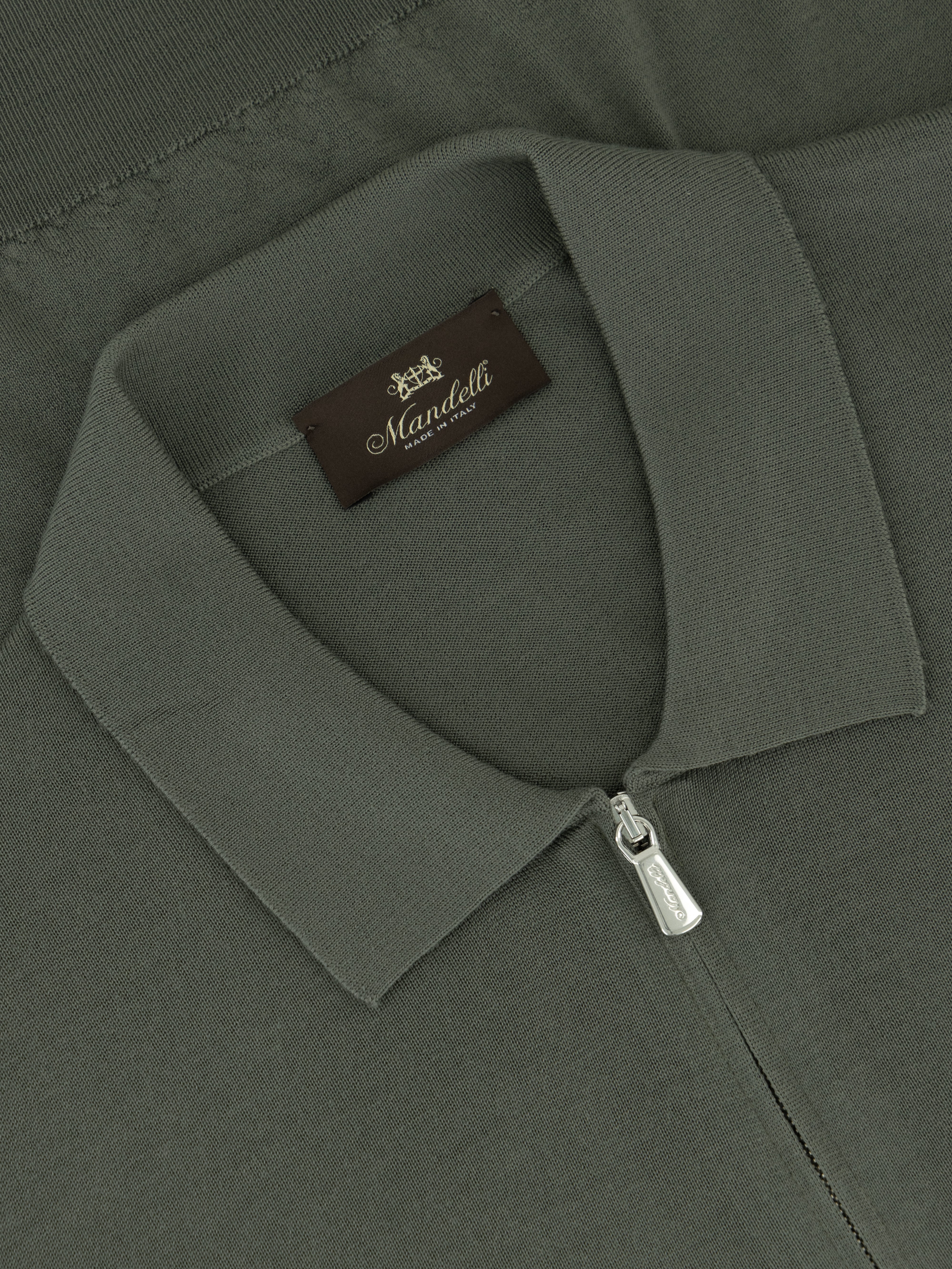 Virgin Wool Zip Polo - Verde