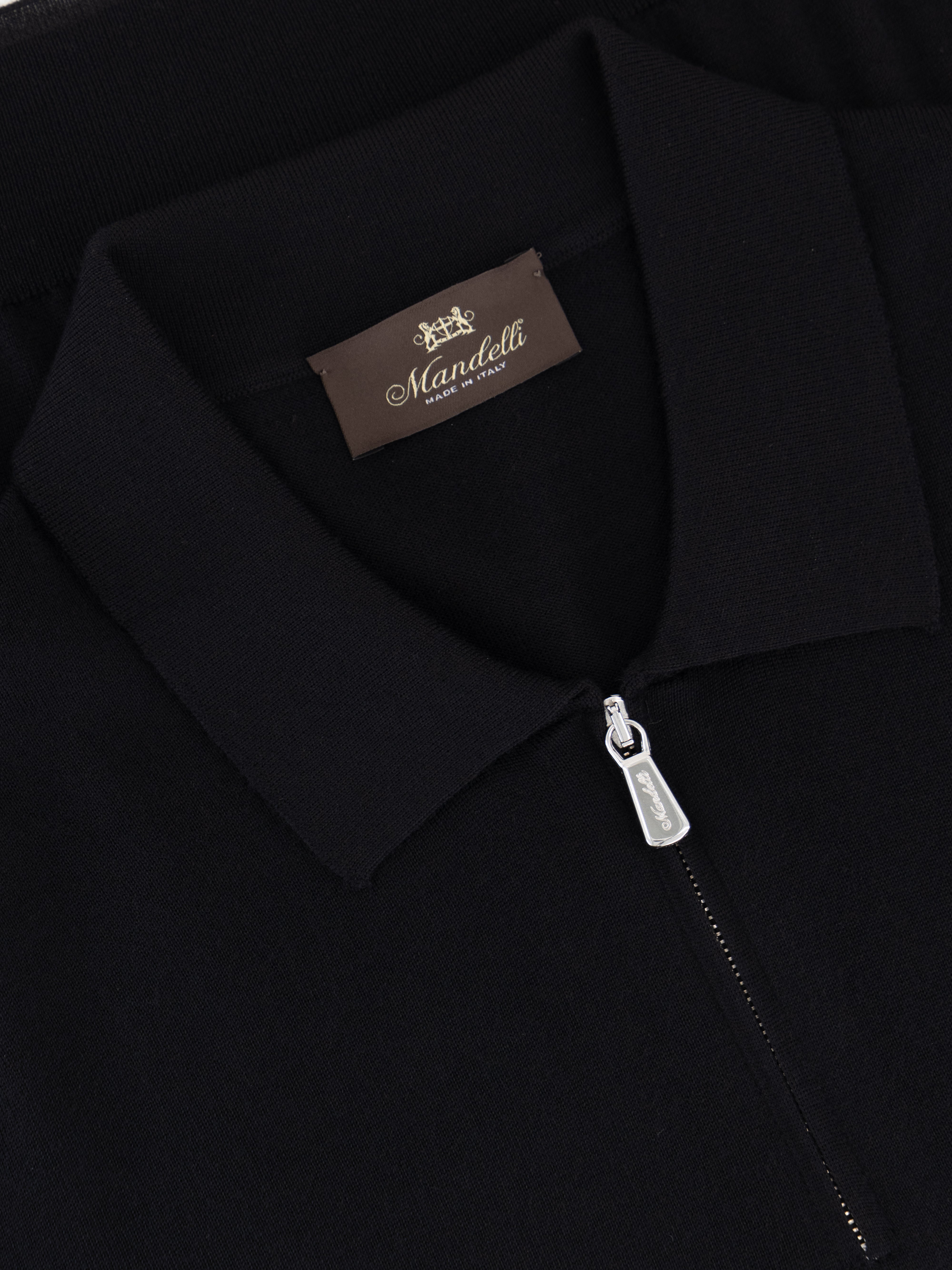 Virgin Wool Zip Polo - Nero