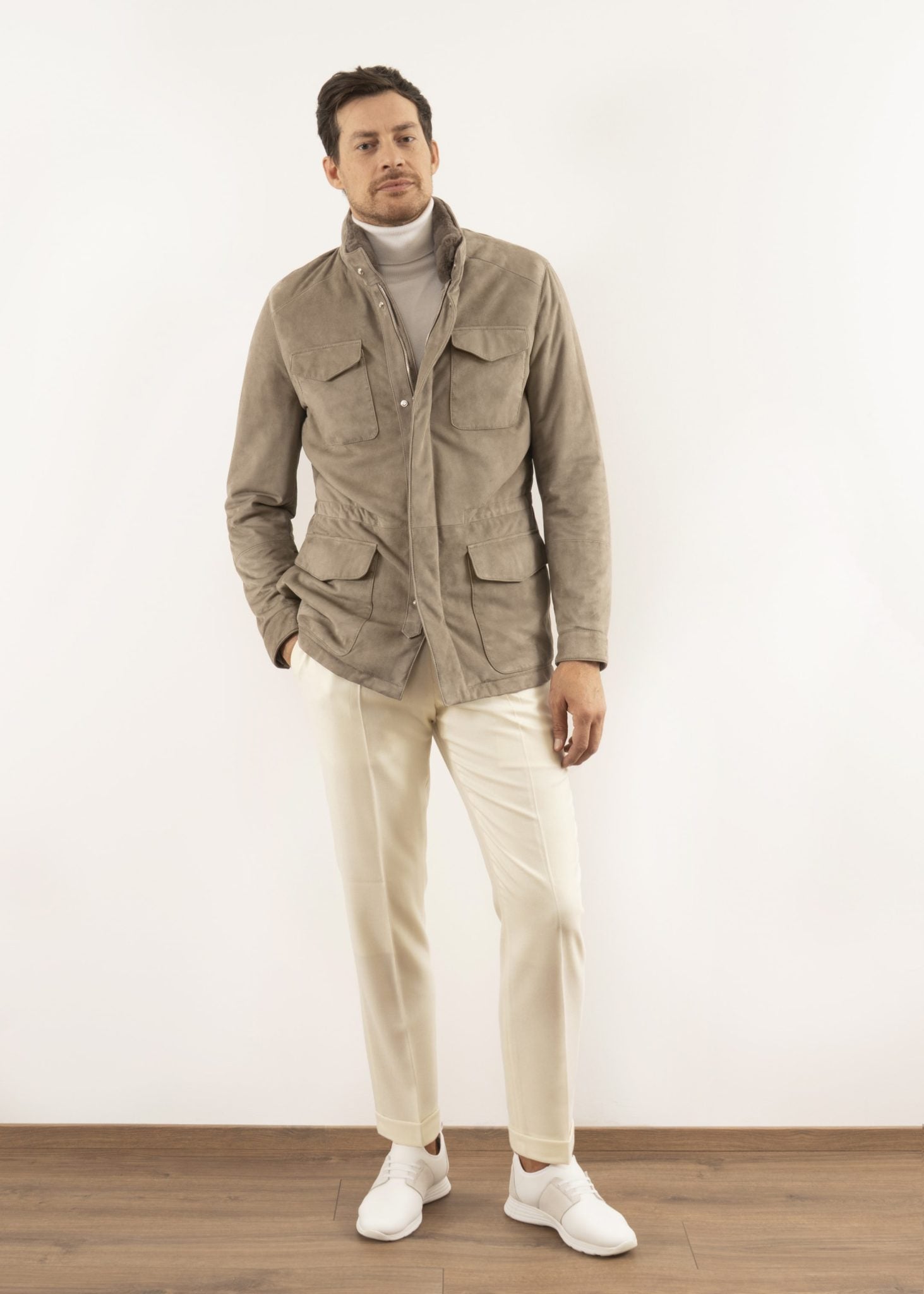 Capra Suede 3/4 Jacket – Taupe