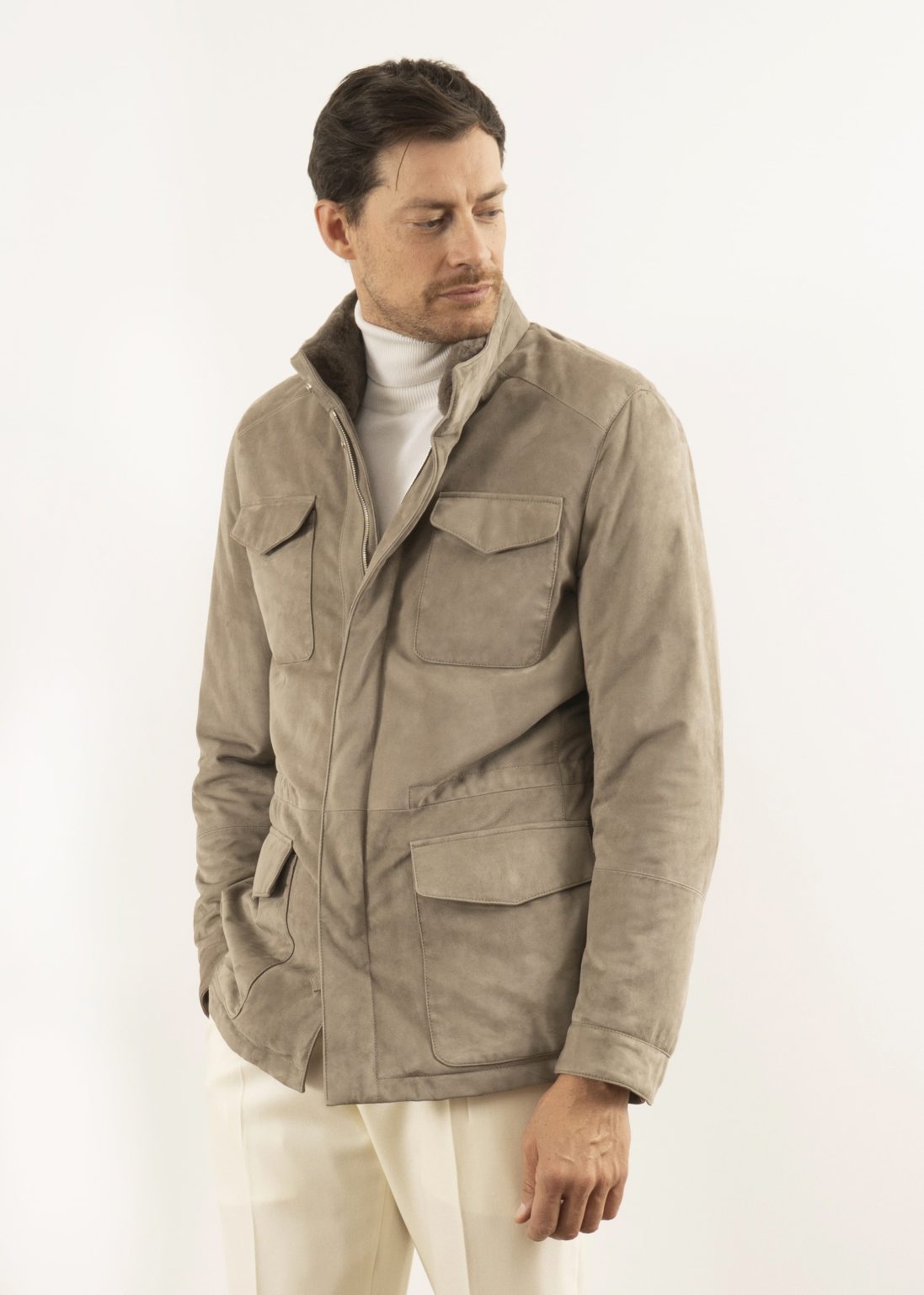 Capra Suede 3/4 Jacket – Taupe