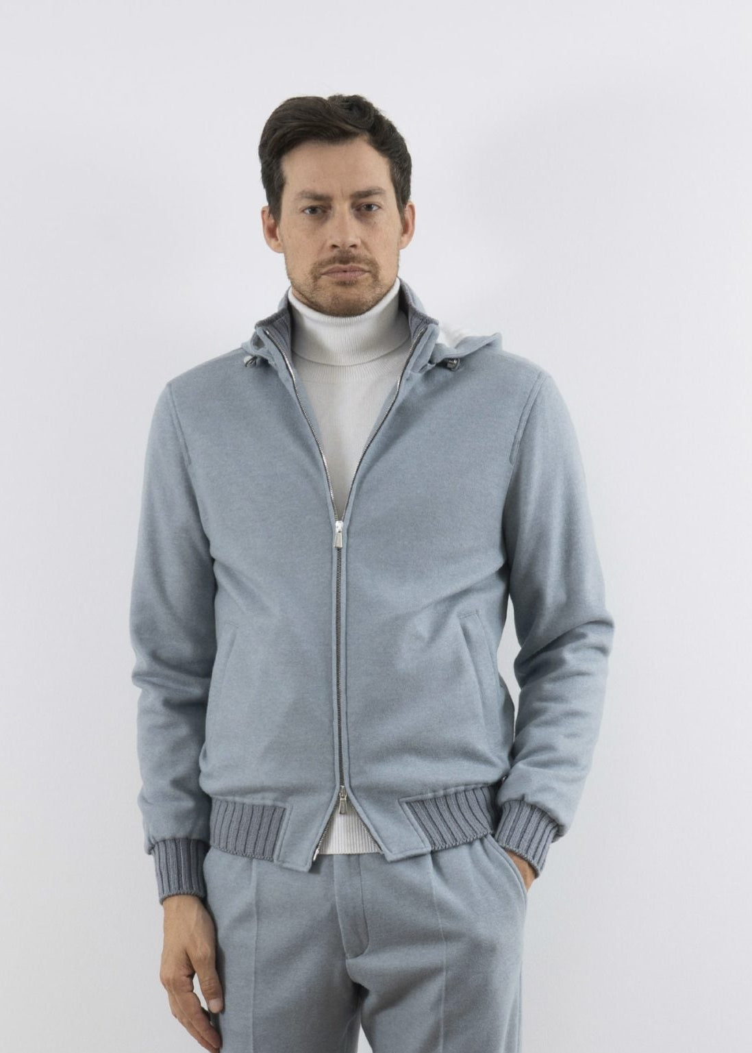 Cashmere Sport Bomber - Azzuro