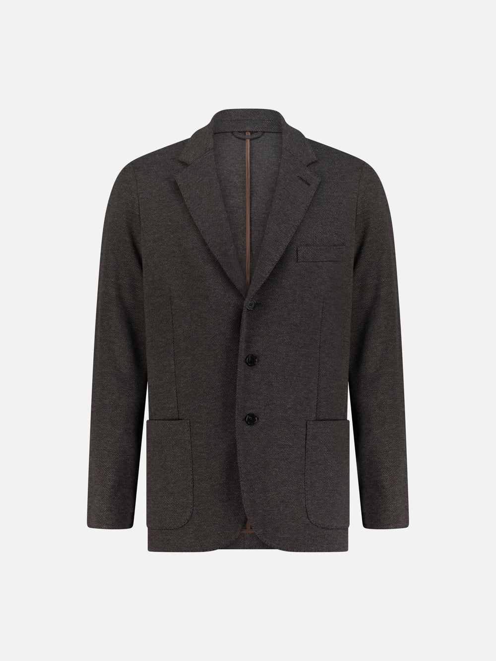 Wool & Cotton Jersey Blazer – Dark Brown