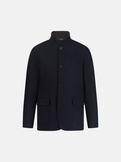 Mandelli Cashmere Blend Blazer with Detachable Front — Midnight Navy
