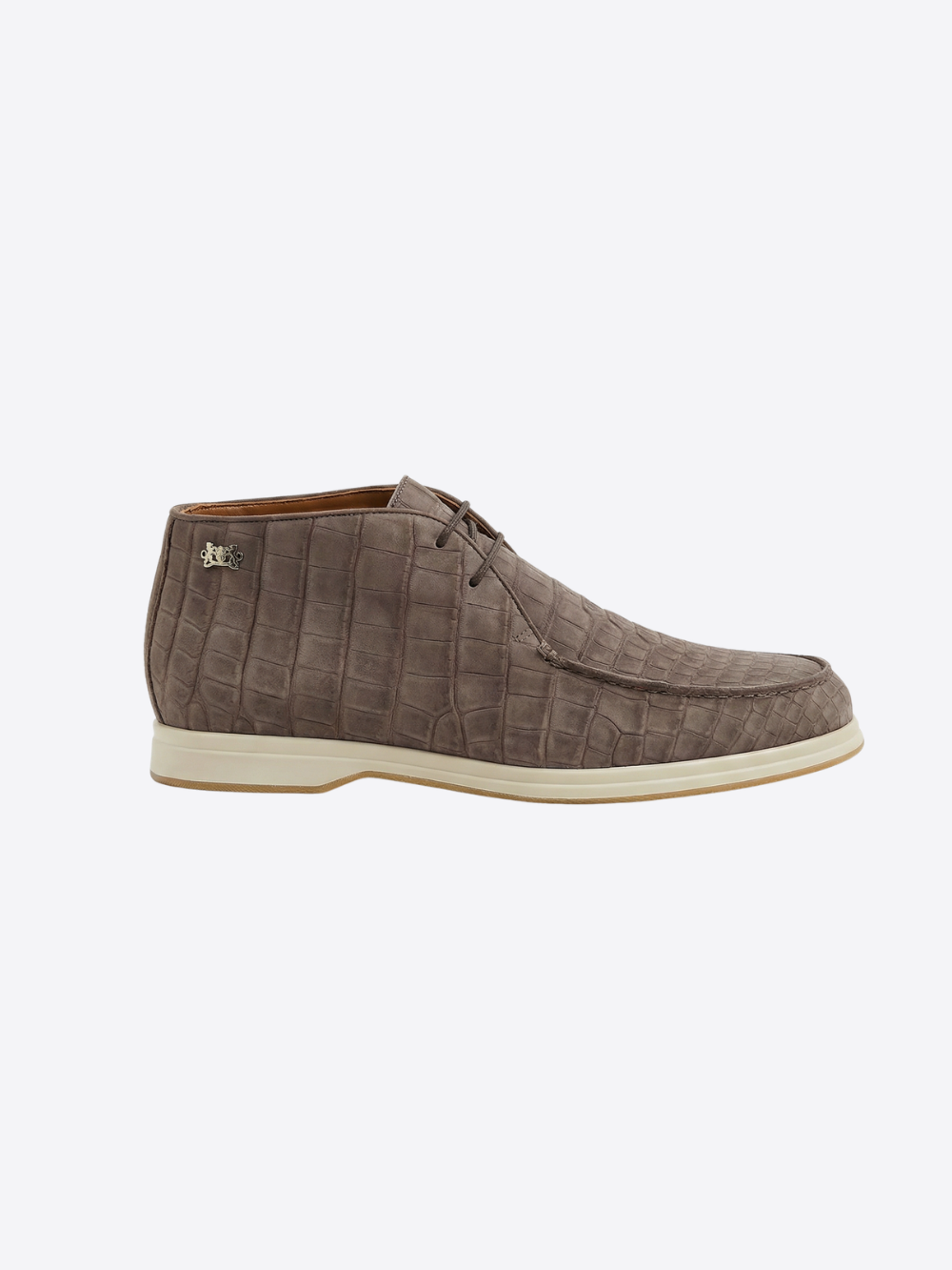 Crocodile Nubuck Leather Lace-Up Shoes – Taupe