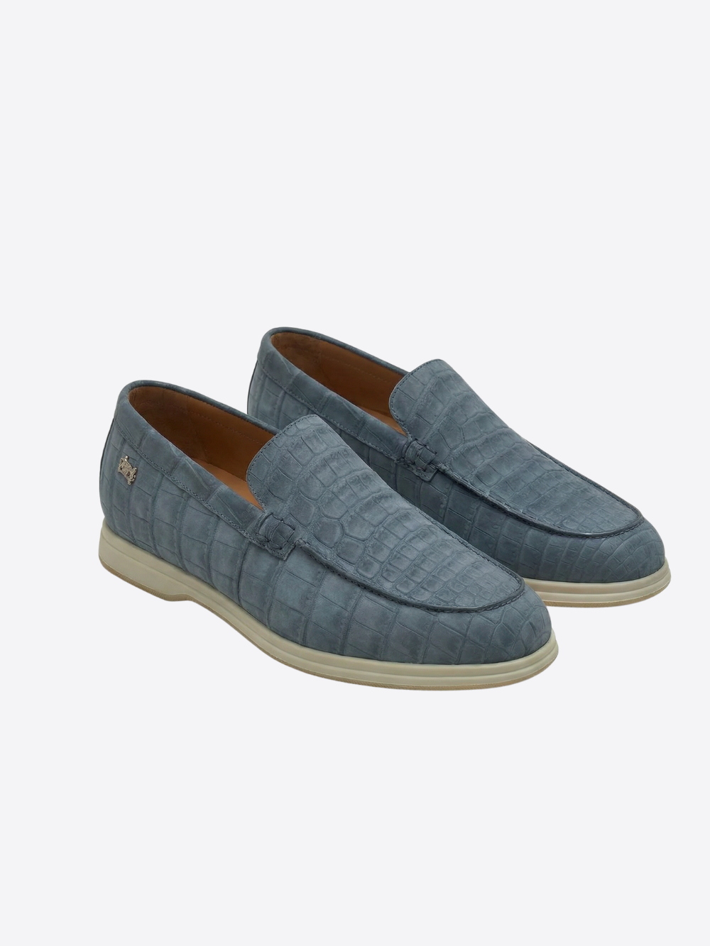 Crocodile Nubuck Leather Loafers – Light Blue