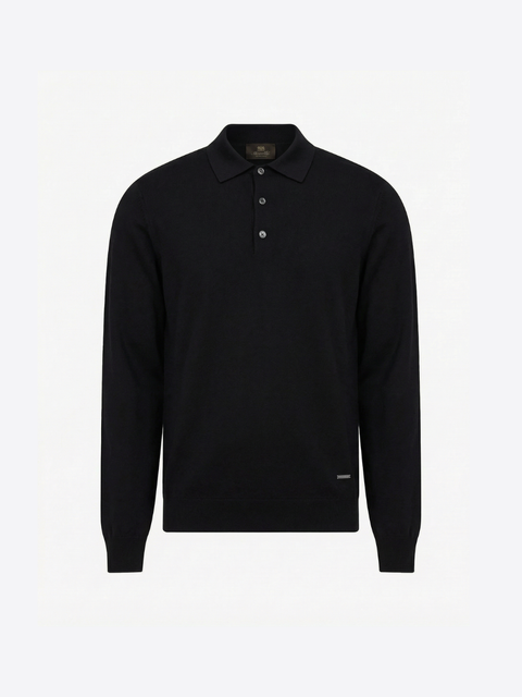 Knitted Wool Polo – Black
