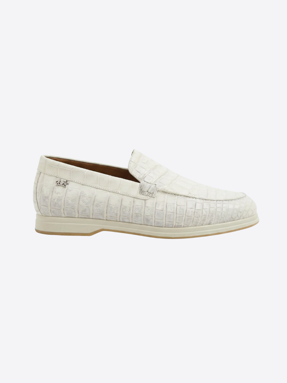 Himalayan Crocodile Nubuck Leather Loafers - Latte