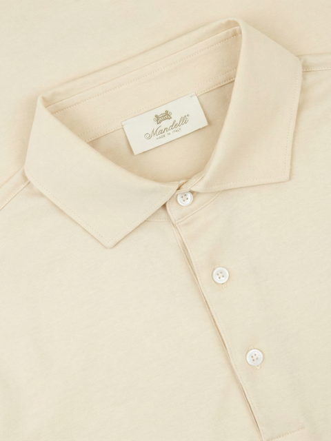 Knitted Cotton Polo with Buttons –Ivory