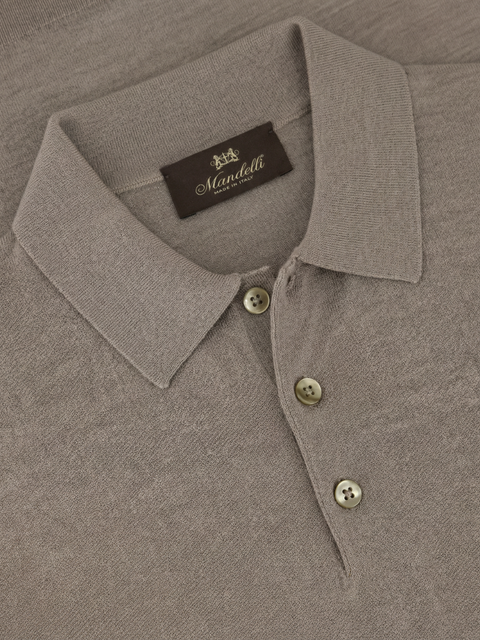 Pure Wool Knitted Polo – Beige