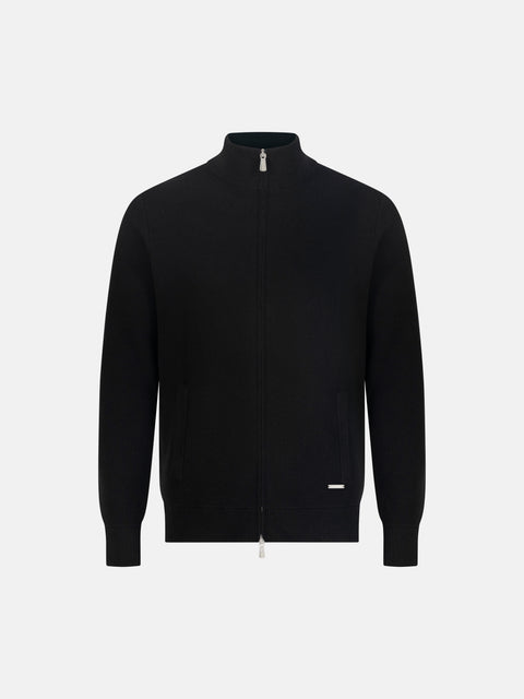 Mandelli Virgin Wool & Cashmere Full-Zip Knitted Blouson — Black