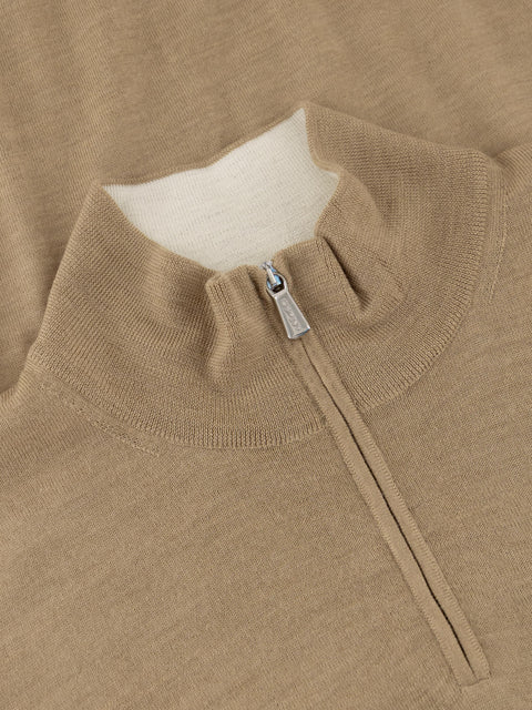 Mandelli Merino Wool Half-Zip Sweater — Cream, view 2