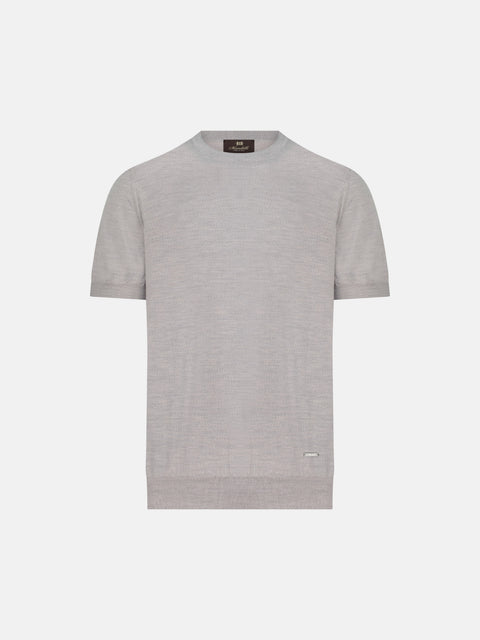 Mandelli Virgin Wool Knitted T-Shirt — Ice
