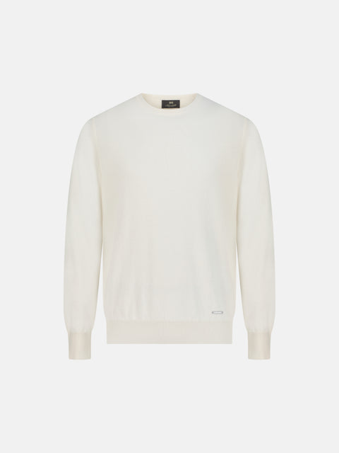 Mandelli Pure Cashmere Round-Neck Sweater — Ivory